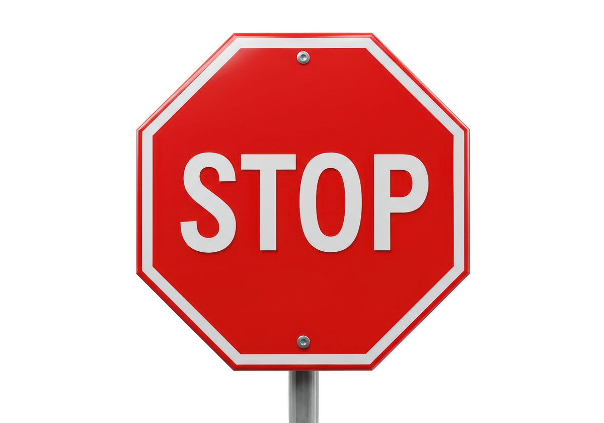 Isolated Classic Red Stop Sign with White Lettering